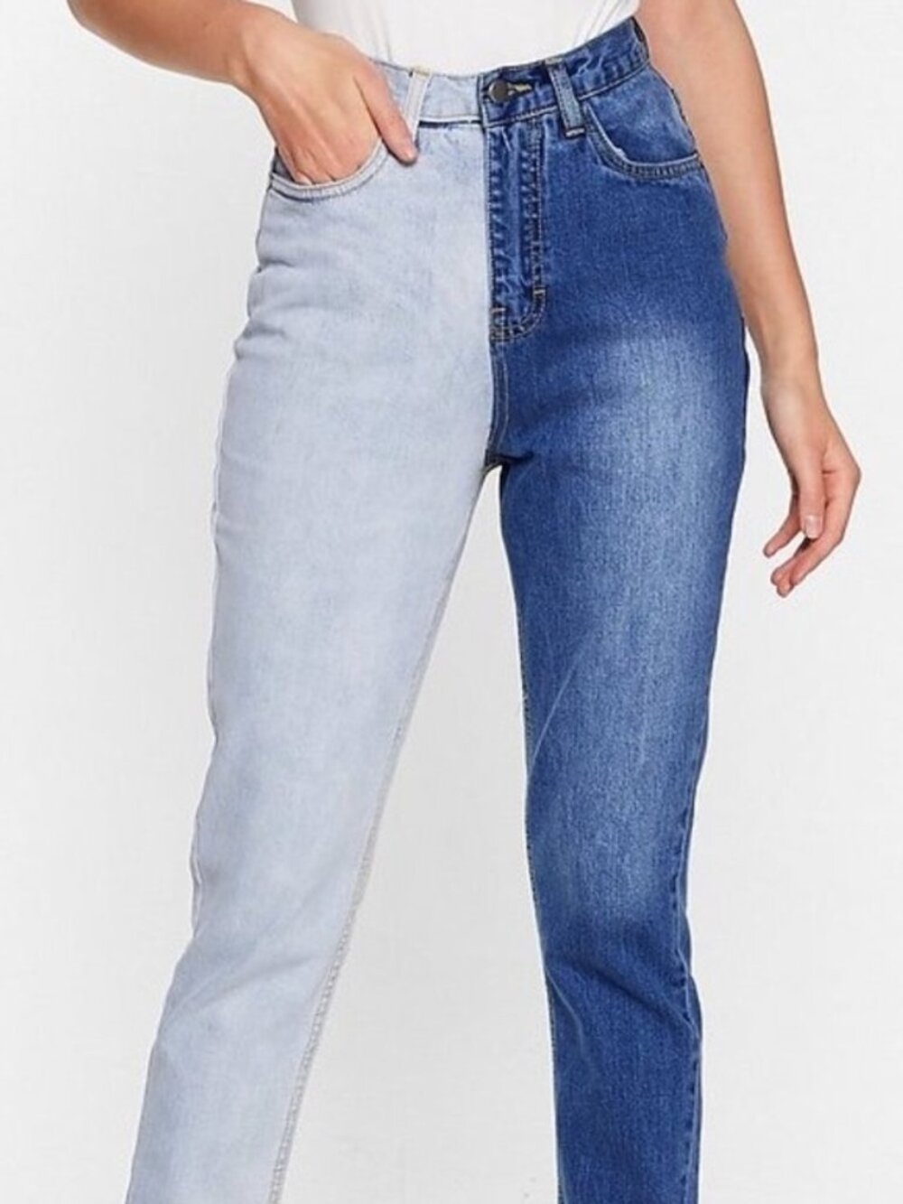 Nasty Gal Two-Tone Split Leg Flare Stretch Denim Jeans Woman's 2